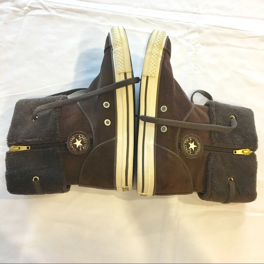 Converse All Star Junior Sz 3 Brown Fur Cuff Boots
